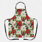 Tablier Poinsettia de Noël – Conception florale de vacance (Recto)
