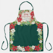 Tablier Poinsettia Floral Joyeux Noël Ferme Vert (Recto)