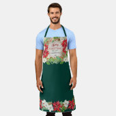 Tablier Poinsettia Floral Joyeux Noël Ferme Vert (Porté)