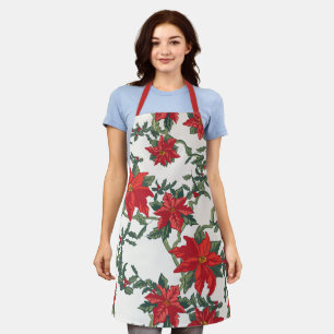 Tablier Poinsettia Kitchen Apron Allover
