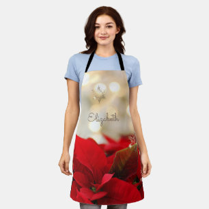 Tablier Poinsettia, Snowflakes brillants en or - Personnal