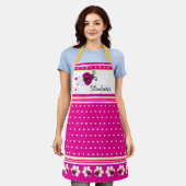 Tablier Point de coeur de Ladybug et fleurs jaune rose (Porté)