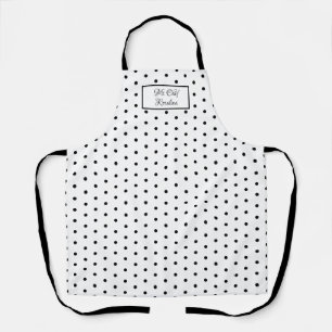 Tablier Pointe Polka noir et blanc personnalisée