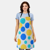 Tablier Points à pois turquoise jaune bleu (Porté)