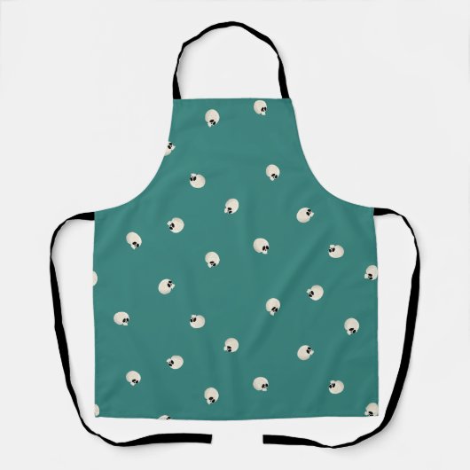 Tablier Points de crâne Kawaii mous aléatoires mi-vert (Recto)