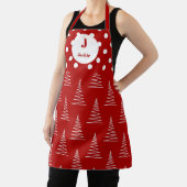 Tablier Points et arbres de Noël Nom personnalisé (Insitu)