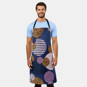 Tablier Points léopard : Élégance Bleu Foncé. (Porté)