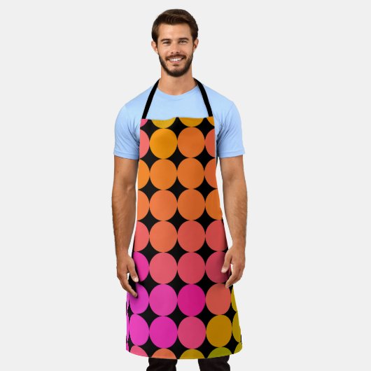 Tablier Points roses et orange (Porté)