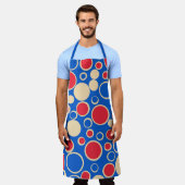 Tablier Points Rouge Et Bleu Sur Bleu (Porté)