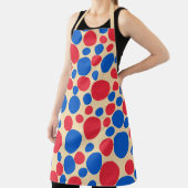 Tablier Points Rouge Et Bleu Sur Tan (Insitu)