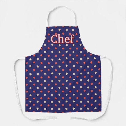Tablier Points Rouges Blancs Chef Bleu (Recto)