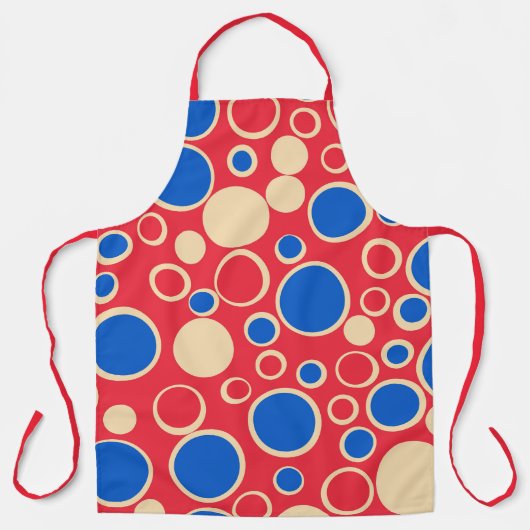 Tablier Points Rouges Et Bleus Sur Rouge (Recto)