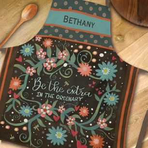 Tablier Points Whimsical Floral Personnalisé Brown Inspiri