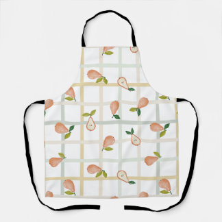 Tablier Poires plaid gingham neutre pique-nique d'été