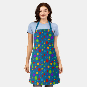 Tablier Pois arc-en-ciel sur bleu