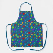 Tablier Pois arc-en-ciel sur bleu (Recto)