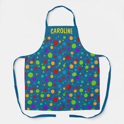 Tablier Pois arc-en-ciel sur Blue Custom (Recto)