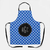 Tablier Pois bleus et blancs avec monogramme noir (Recto)
