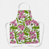 Tablier Pois doux et bourdons, rose, vert et blanc (Recto)