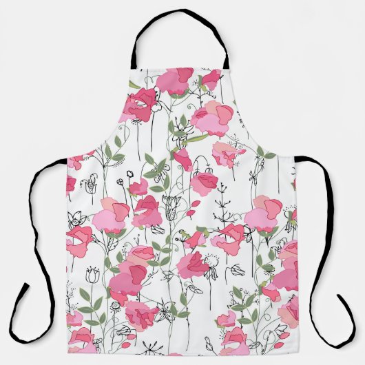 Tablier Pois doux : Texture Florale d'été. (Recto)