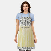 Tablier Pois moderne jaune et gris (Porté)
