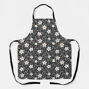Tablier Pois noir et blanc rétro avec étoiles