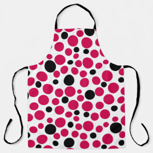 Tablier pois noir rouge rétro sur arrière - plan blanc