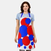 Tablier Pois rouge, blanc et bleu (Porté)