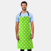 Tablier pois verts, blancs et verts (Porté)