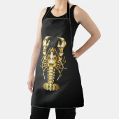 Tablier Poisson à langouste polygonale dorée sur noir (Insitu)