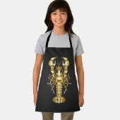 Tablier Poisson à langouste polygonale dorée sur noir (Insitu)