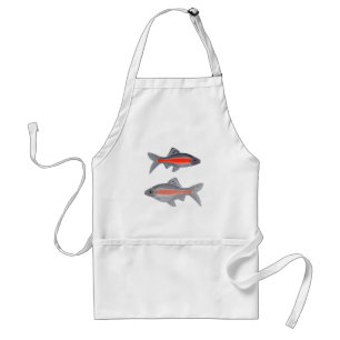 Tablier Poisson Barbe Tropical Rouge et Gris Exotique Aqua