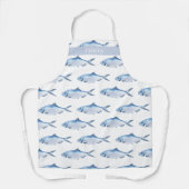Tablier Poisson bleu aquarelle côtier (Recto)