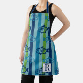 Tablier Poisson côtier prépa vert bleu rayé (Insitu)