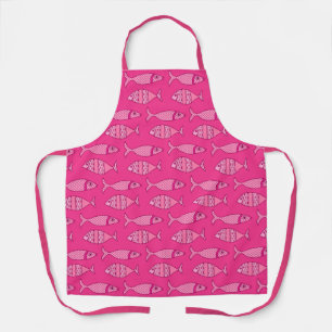 Tablier Poisson moderne rétro, Fuchsia et rose clair