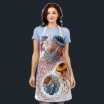 Tablier Poisson vintage par Ernst Haeckel, Discomedusae<br><div class="desc">Illustration vintage conception biologique de la vie marine par Ernst Haeckel. Une variété d'animaux méduses colorés nageant dans les eaux de la mer. Les méduses sont des animaux aquatiques nageant librement avec un corps en forme de parapluie et de longues tentacules. On les trouve dans tous les océans et dans...</div>