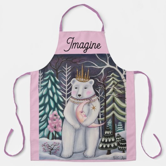 Tablier Polar Bear and Moon Winter Whimsical Art (Recto)