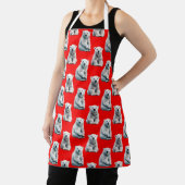 Tablier Polar Bear Pattern Design On Red  (Insitu)