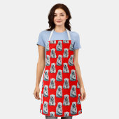 Tablier Polar Bear Pattern Design On Red  (Porté)