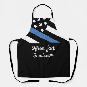 Tablier Police Mince Blue Line Nom du Drapeau américain