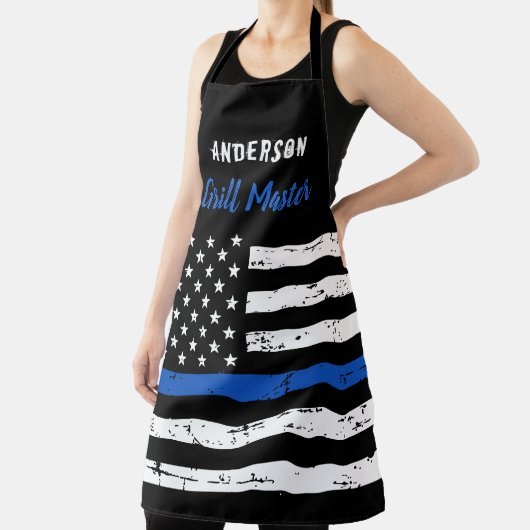 Tablier Police mince Ligne bleue Grill Master BBQ (Insitu)