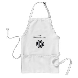 Tablier Police Monogramme Cercle Noir Blanc DIY Fond