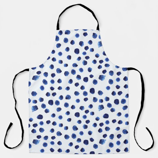 Tablier Polka Bleue : Aquarelle Point sans joint. (Recto)