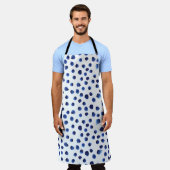 Tablier Polka Bleue : Aquarelle Point sans joint. (Porté)