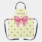 Tablier Polka Dot Black Yellow Pink Bow Personalized (Recto)