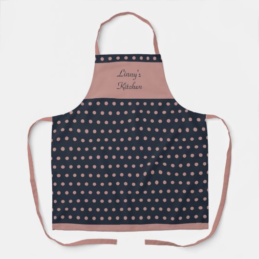 Tablier Polka Rose Retro Dusty personnalisée Pointe (Recto)