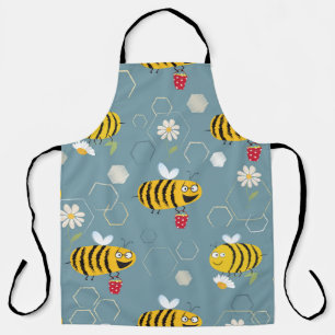 Tablier Pollinant Les Abeilles, Flower Garden Scene.
