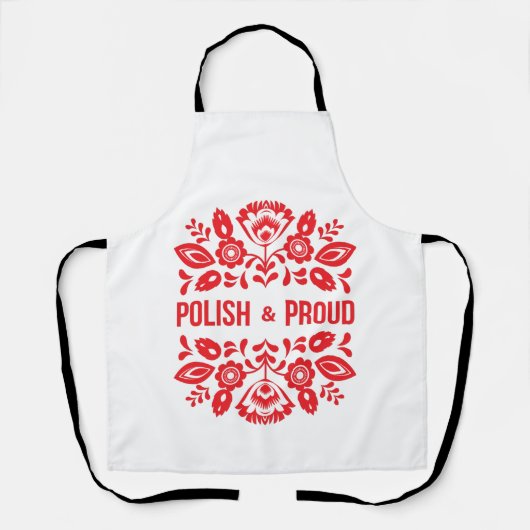 Tablier Pologne et fière Pologne Polska Fleurs rouges (Recto)