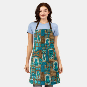 Tablier Pomaika’i Tiki Hawaii Vintage Tapa Turquoise
