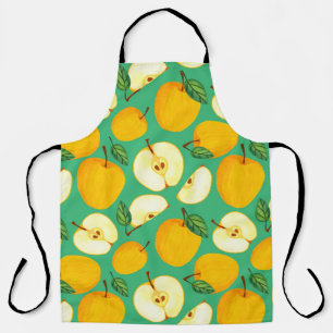 Tablier Pomme jaune : Motif d'aquarelle juteux.